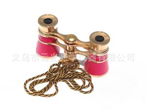 3x25 鍍金 粉色帶鏈觀劇鏡 雙筒望遠鏡 調(diào)焦型