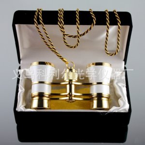 3X25觀劇鏡 金屬望遠(yuǎn)鏡 瓷白鍍金帶鏈禮品望遠(yuǎn)鏡