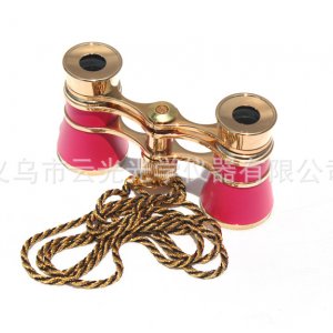 3x25 鍍金 粉色帶鏈觀劇鏡 雙筒望遠(yuǎn)鏡 調(diào)焦型